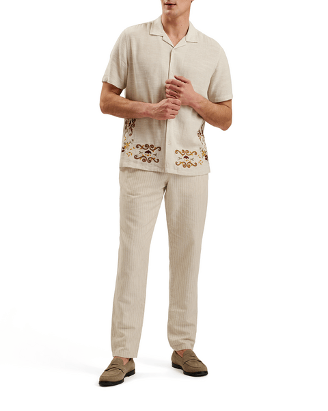 Men | Striped Regular Trouser | White Gold