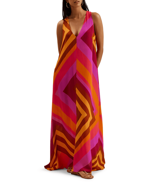Women | Plunge Neck Maxi Cover Up | Bright Orange