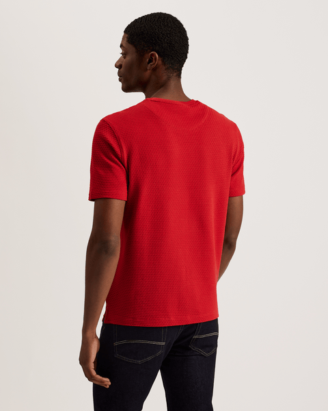 Men | Curlys Short Sleeve Reg Textured T Shirt | Burgundy