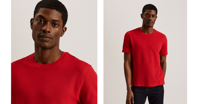 Men | Curlys Short Sleeve Reg Textured T Shirt | Burgundy