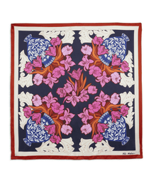 Women | Printed Silk Square Scarf | Blue (V2)