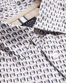 Men | Joshhy Long Sleeve Hex Geo Shirt | White Pastel