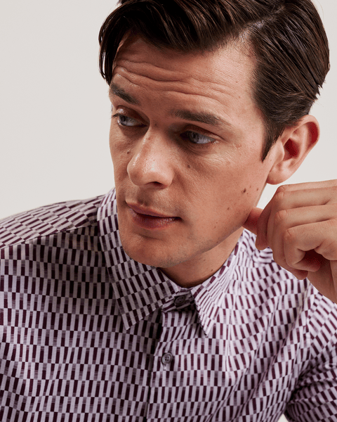 Men | Frestin Long Sleeve Retro Stripe Geo Sh | Red