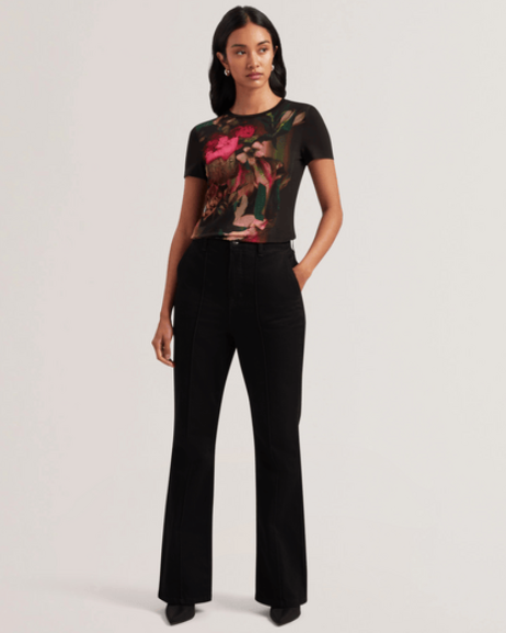 Women | Sunnyy Printed Fitted Tee | Black