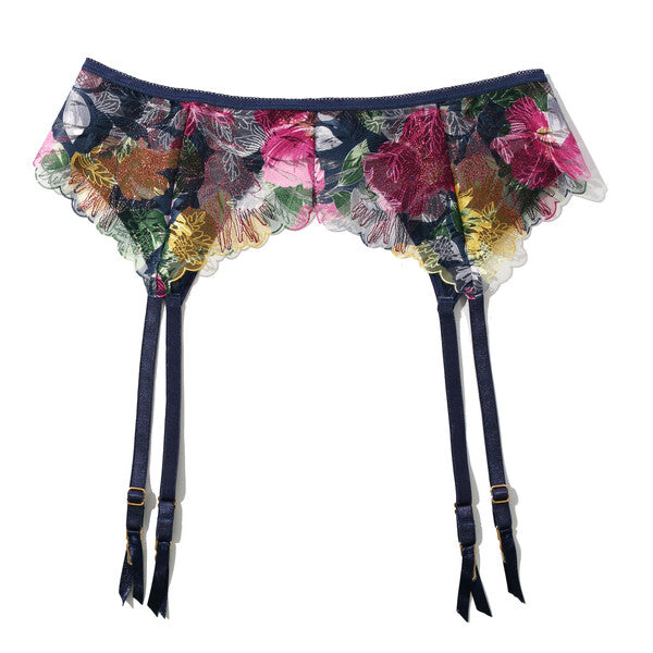Wildly Blooming Garter Belt | Dark Sky (Blue)