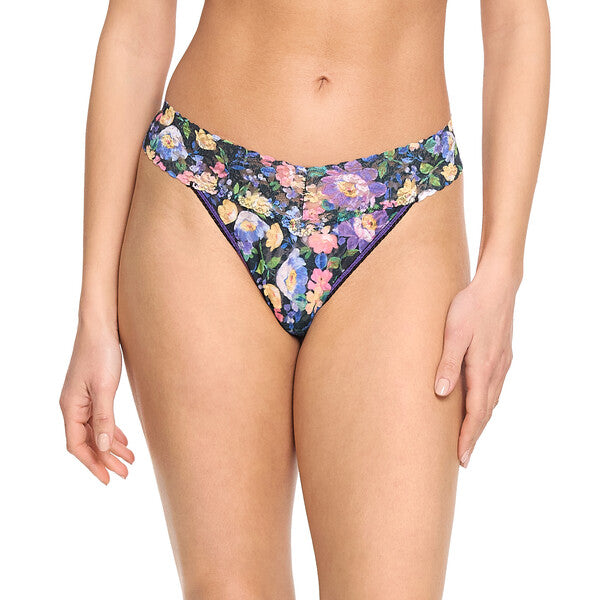 Signature Lace Original Rise Thong | Dream Garden (Black)