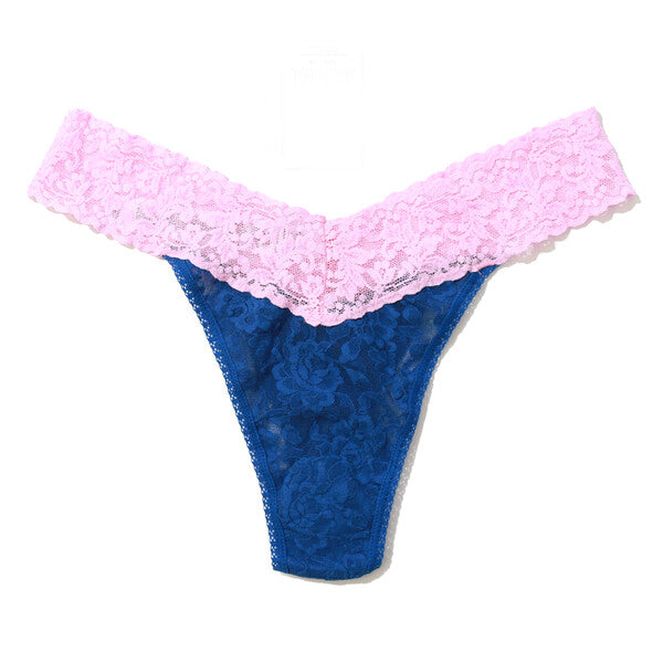 Signature Lace Original Rise Thong | Atlantis Blue x Cotton Candy Pink