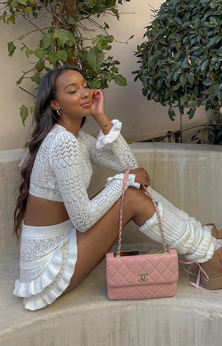 Lorri Knit Ruffle Shorts | White